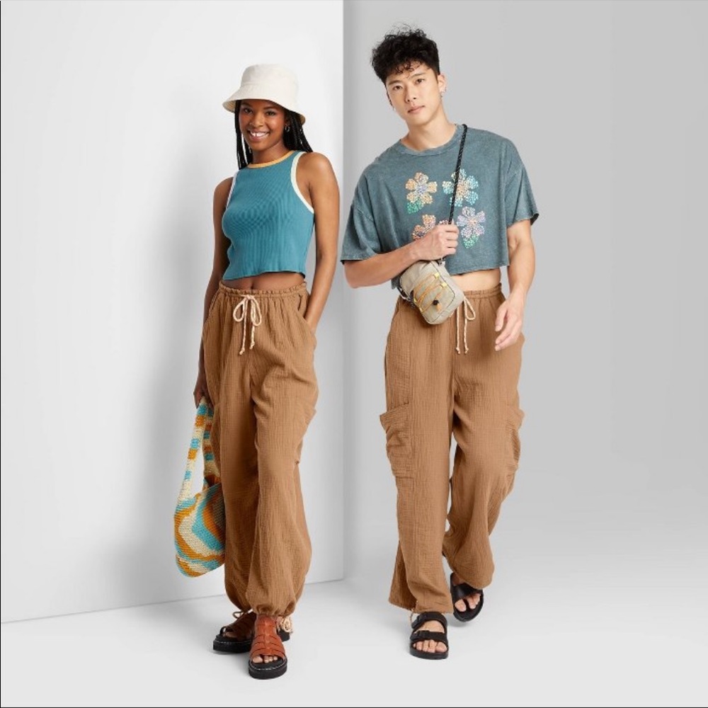 wild fable wide leg relaxed gauze cargo pants